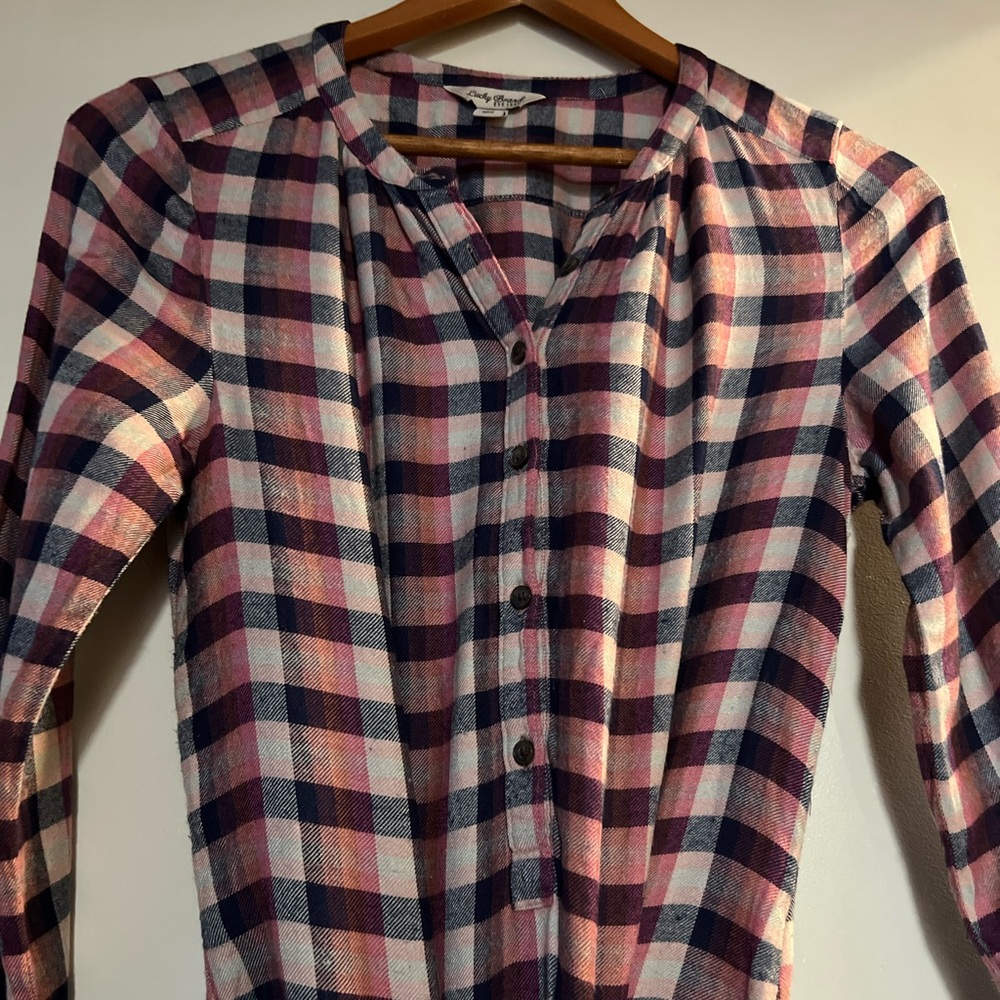 Lucky Brand Multicolor Plaid 3/4 sleeve shirt.